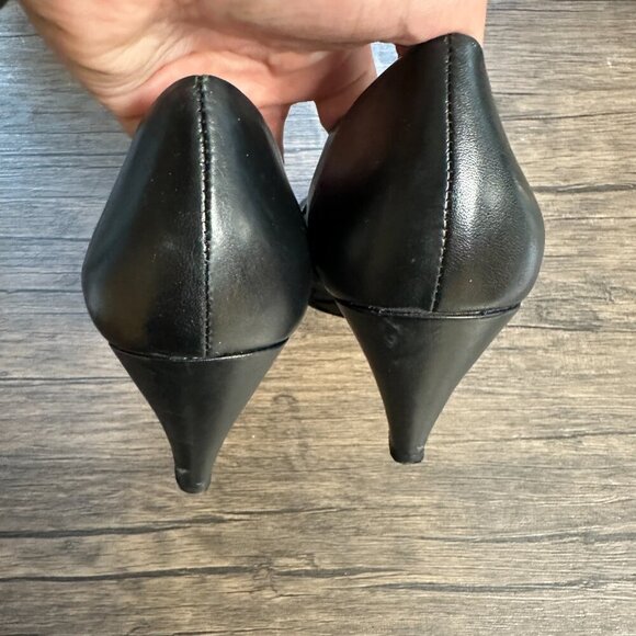 *CORSO COMO* Black x Tan Peep Toe Wedges Size 7.5 - Picture 5 of 7